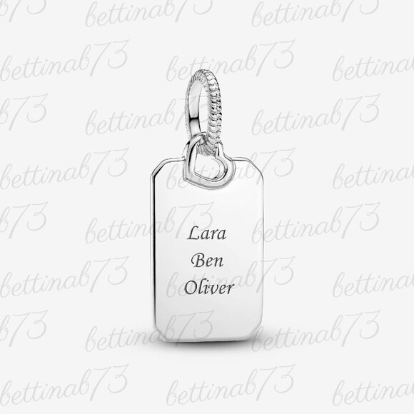 Pandora Engravable Rectangle Tag Pendant - Picture 2 of 6